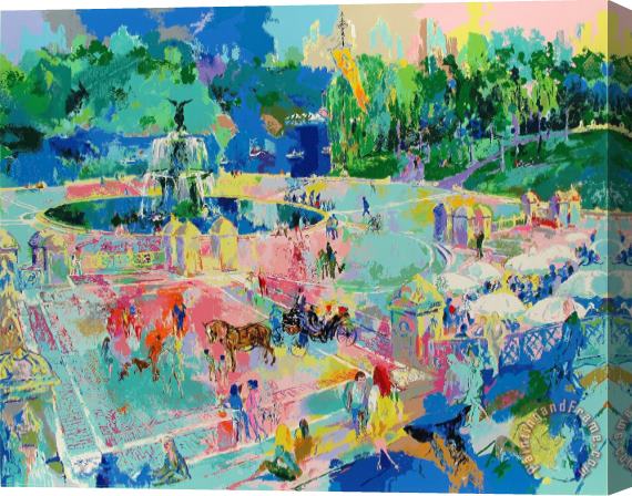 Leroy Neiman Bethesda Fountain Central Park Stretched Canvas Painting / Canvas Art