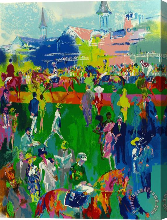 Leroy Neiman Derby Day Paddock Stretched Canvas Painting / Canvas Art