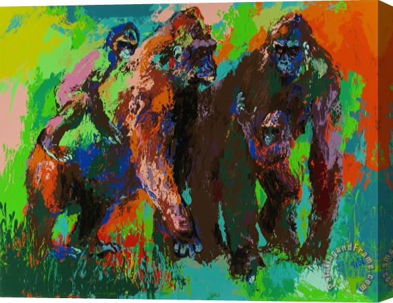 Leroy Neiman Gorilla Family Stretched Canvas Print / Canvas Art
