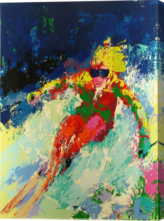 Leroy Neiman Lady Skier Stretched Canvas Print / Canvas Art