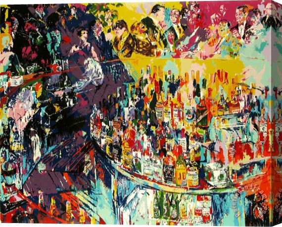 Leroy Neiman Toot's Shor Bar Stretched Canvas Painting / Canvas Art