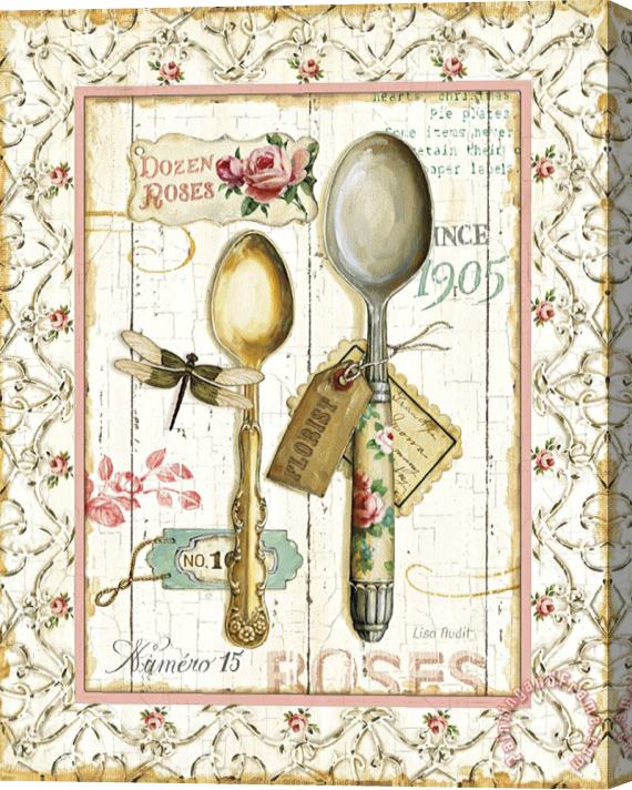 Lisa Audit Rose Garden Utensils II Stretched Canvas Painting / Canvas Art