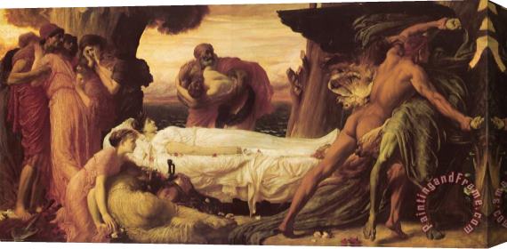 Lord Frederick Leighton Hercules Wrestling with Death for The Body of Alcestis Stretched Canvas Painting / Canvas Art