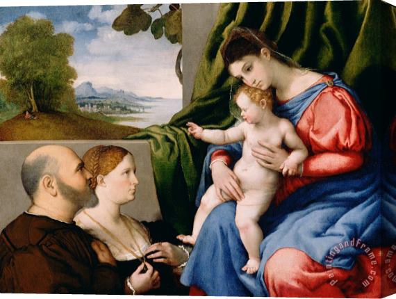Lorenzo Lotto Madonna And Child With Two Donors Stretched Canvas Print / Canvas Art