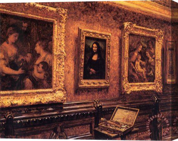 Louis Beroud Mona Lisa at The Louvre Stretched Canvas Painting / Canvas Art