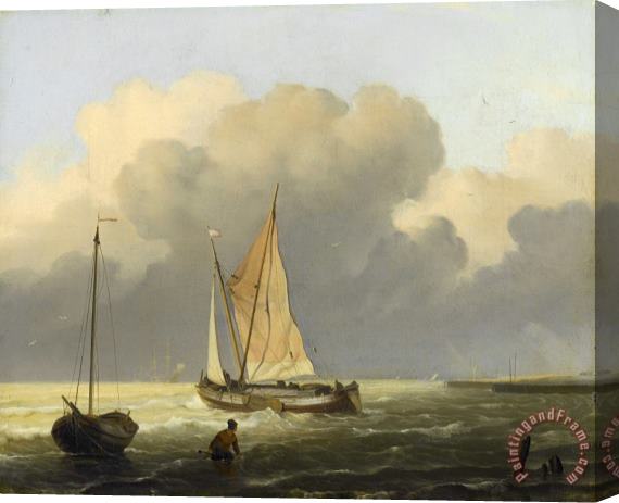Ludolf Backhuysen Seas Off The Coast, with Spritsail Barge Stretched Canvas Print / Canvas Art