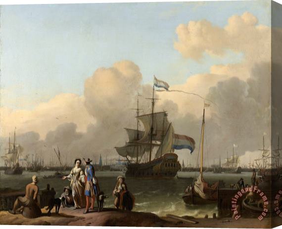 Ludolf Backhuysen The Y at Amsterdam, with The Frigate 'de Ploeg' Stretched Canvas Print / Canvas Art