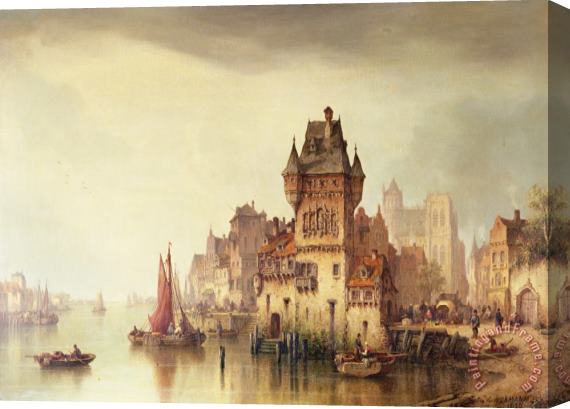 Ludwig Hermann A View on the River Dordrecht Stretched Canvas Print / Canvas Art