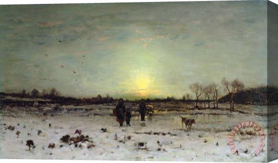 Ludwig Munthe Winter Landscape at Sunset Stretched Canvas Painting / Canvas Art