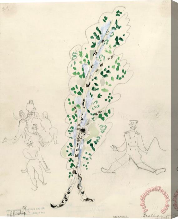 Marc Chagall A Birch Tree, Costume Design for Aleko (scene Iii). (1942) Stretched Canvas Print / Canvas Art