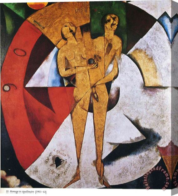 Marc Chagall Homage to Apollinaire 1912 Stretched Canvas Painting / Canvas Art