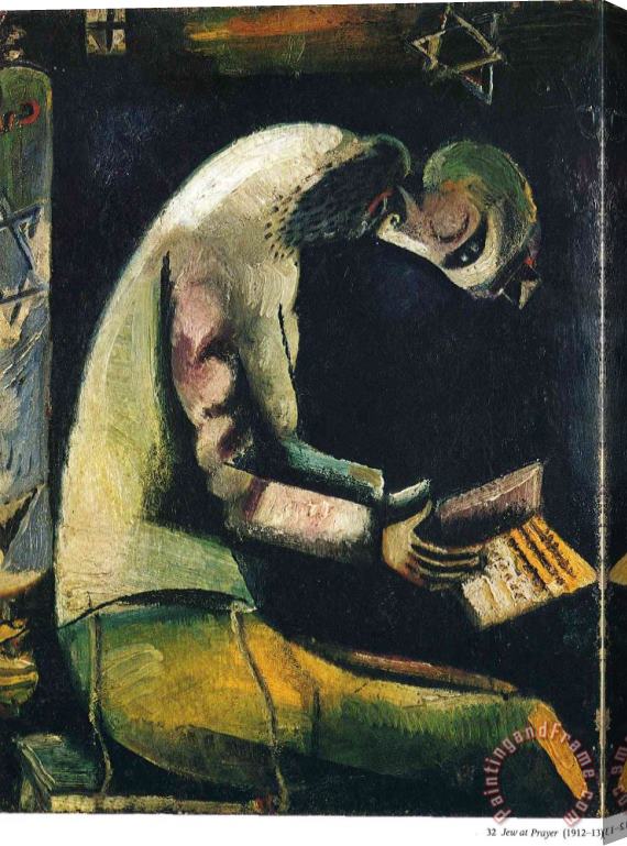 Marc Chagall Jew at Prayer 1913 Stretched Canvas Painting / Canvas Art