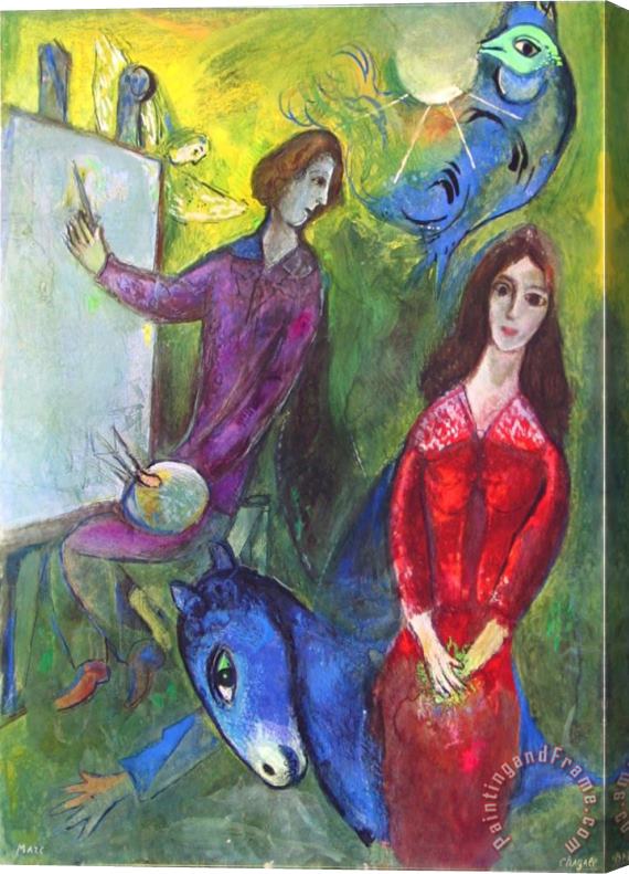 Marc Chagall The Artist And His Model Stretched Canvas Print / Canvas Art