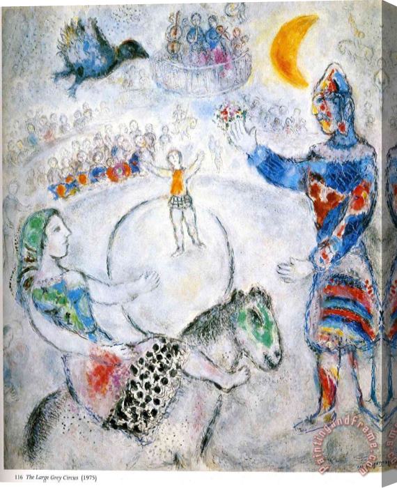Marc Chagall The Large Gray Circus 1975 Stretched Canvas Painting / Canvas Art