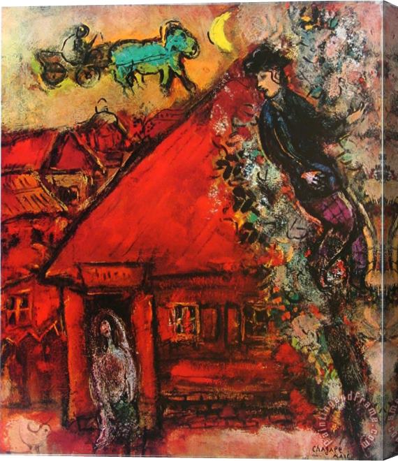 Marc Chagall The Red House Stretched Canvas Painting / Canvas Art