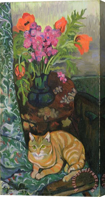 Marie Clementine Valadon Bouquet and a Cat Stretched Canvas Painting / Canvas Art