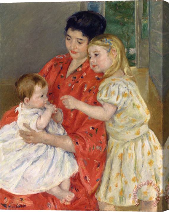 Mary Cassatt Mother And Sara Admiring The Baby Stretched Canvas Painting / Canvas Art