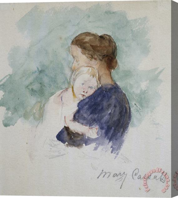 Mary Cassatt Watercolor of Mother And Child Stretched Canvas Print / Canvas Art