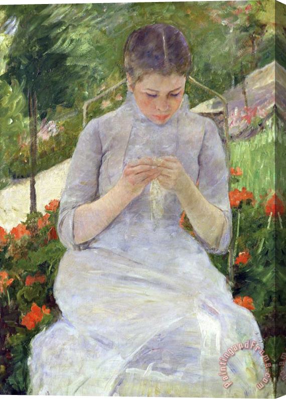 Mary Cassatt Young Woman Sewing in The Garden Stretched Canvas Print / Canvas Art