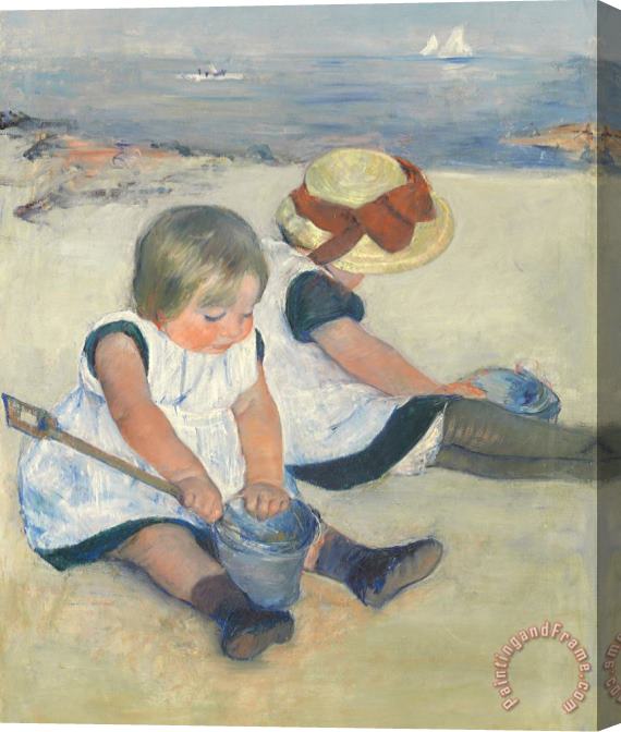 Mary Stevenson Cassatt Children Playing On The Beach Stretched Canvas Painting / Canvas Art