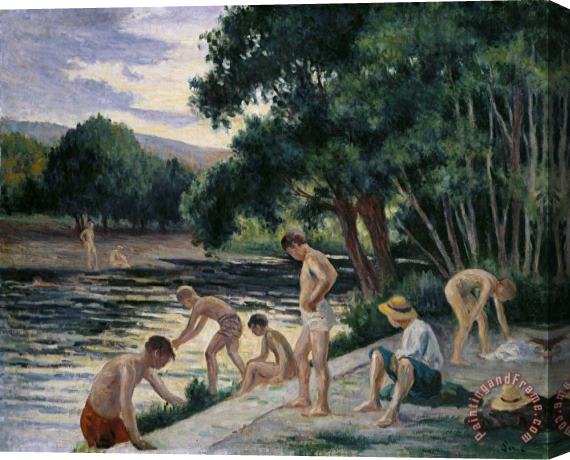Maximilien Luce Bathers on The Banks of The Cure Stretched Canvas Print / Canvas Art