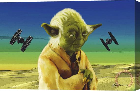 Michael Greenaway Yoda Stretched Canvas Print / Canvas Art