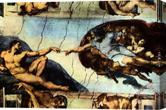 Michelangelo Buonarroti Ceiling Fresco of Creation in The Sistine Chapel Main Scene Poster Stretched Canvas Painting / Canvas Art