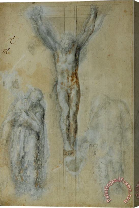 Michelangelo Buonarroti Christ on The Cross Between The Virgin Mary And Saint John Stretched Canvas Painting / Canvas Art