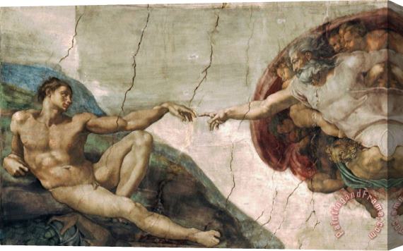 Michelangelo Buonarroti Michelangelo Creation of Adam Art Poster Print Stretched Canvas Painting / Canvas Art