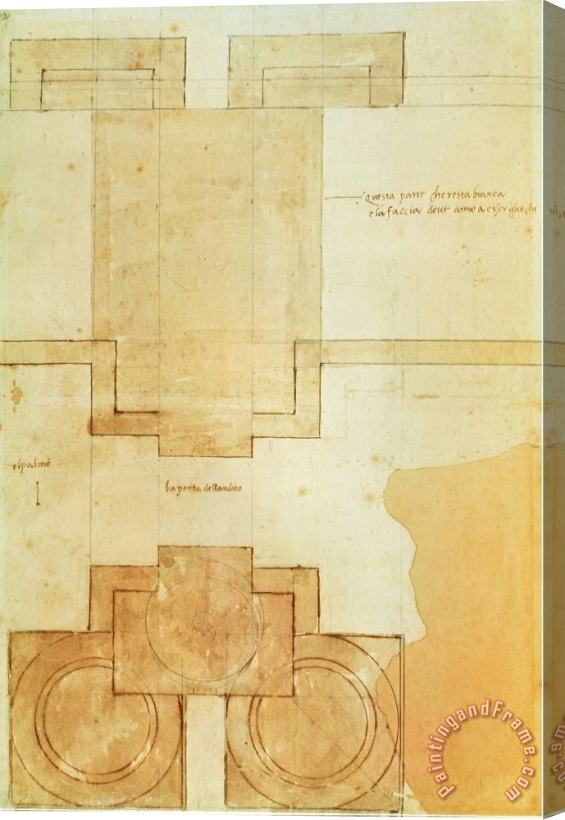 Michelangelo Buonarroti Plan of The Drum of The Cupola of The Church of St Peter S Basilica Stretched Canvas Print / Canvas Art