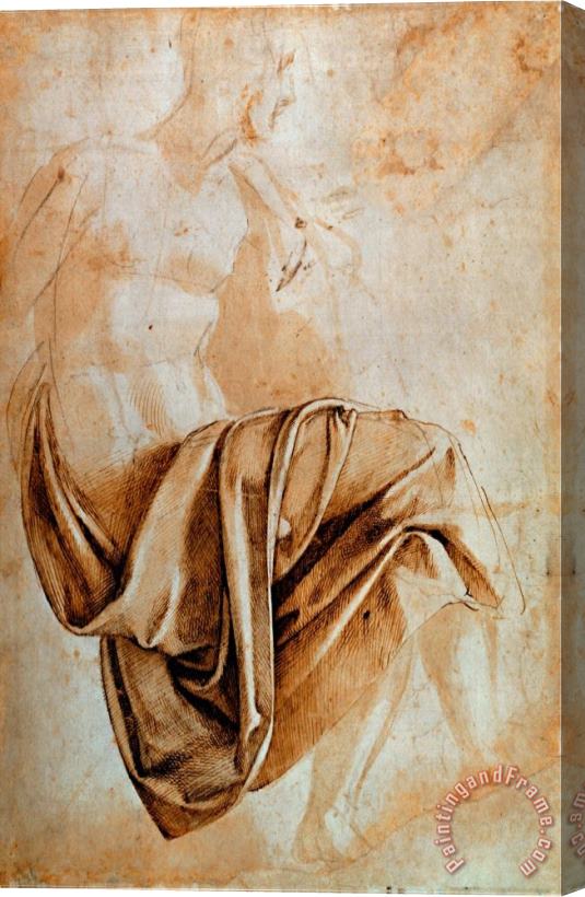 Michelangelo Buonarroti Recto Study of Drapery Stretched Canvas Painting / Canvas Art