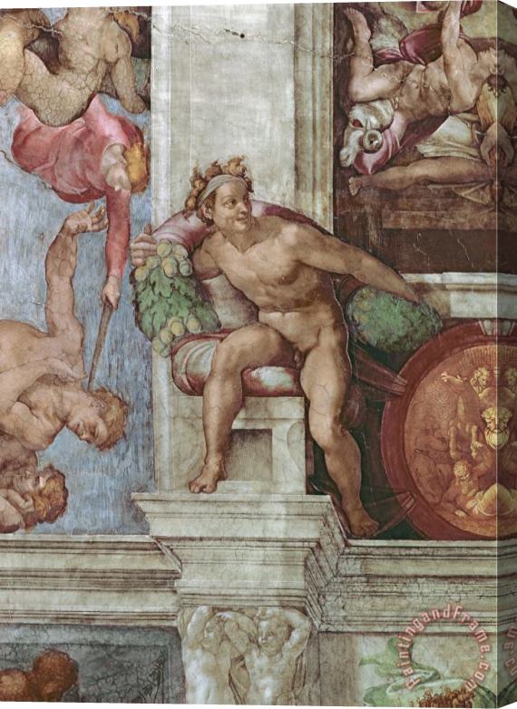 Michelangelo Buonarroti Sistine Chapel Ceiling 1508 12 Expulsion of Adam And Eve From The Garden of Eden Ignudo Stretched Canvas Painting / Canvas Art