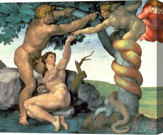 Michelangelo Buonarroti Sistine Chapel Ceiling 1508 12 The Fall of Man 1510 Post Restoration Stretched Canvas Painting / Canvas Art