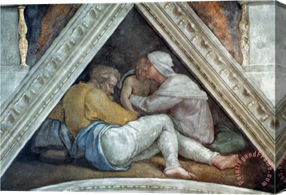 Michelangelo Buonarroti Sistine Chapel Ceiling The Ancestors of Christ Pre Restoration Stretched Canvas Painting / Canvas Art