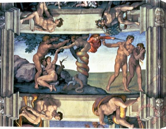 Michelangelo Buonarroti Sistine Chapel Ceiling The Fall of Man And The Expulsion From The Garden of Eden Stretched Canvas Print / Canvas Art