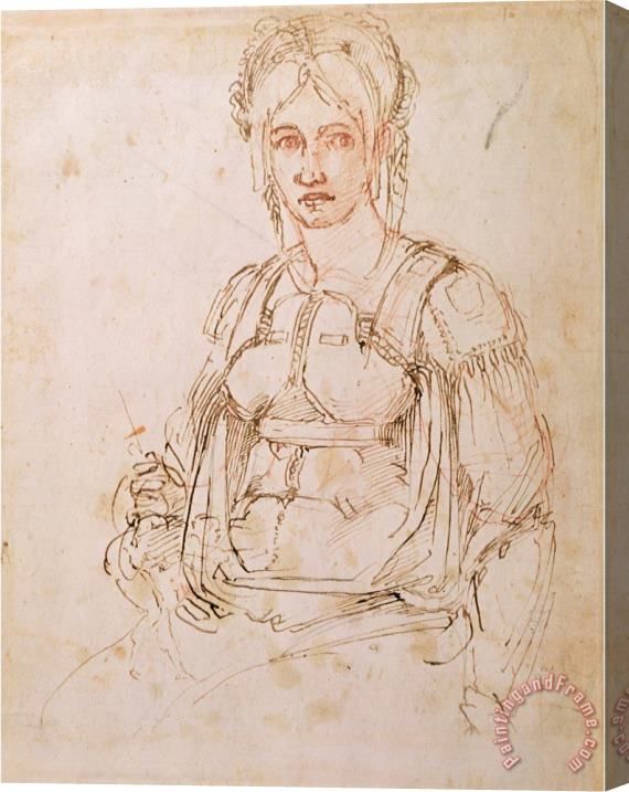 Michelangelo Buonarroti Sketch of a Seated Woman Stretched Canvas Print / Canvas Art