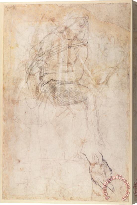 Michelangelo Buonarroti Study for The Ignudi Above The Persian Sibyl in The Sistine Chapel 1508 12 Stretched Canvas Painting / Canvas Art
