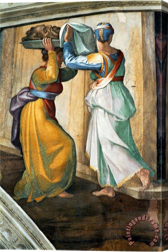 Michelangelo Buonarroti The Sistine Chapel Ceiling Frescos After Restoration Judith And Holofernes Stretched Canvas Painting / Canvas Art