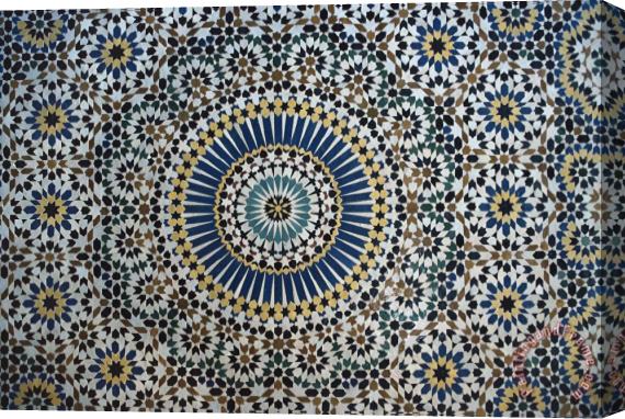 Moroccan School Kasbah Of Thamiel Glaoui Zellij Tilework Detail Stretched Canvas Painting / Canvas Art