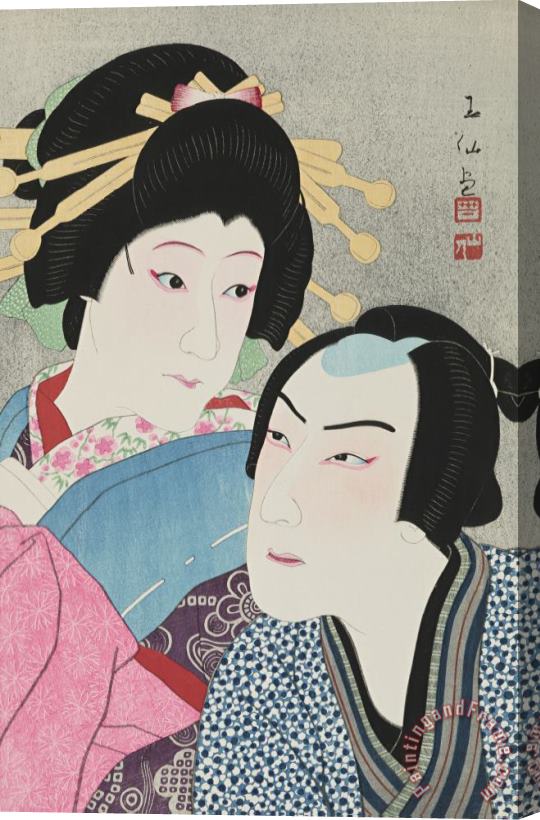 Natori Shunsen The Actors Ichikawa Shocho II As Umegawa And Kataoka Gado IV As Chubei Stretched Canvas Print / Canvas Art