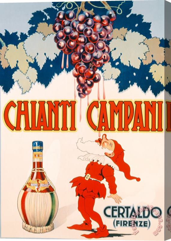 Necchi Poster Advertising Chianti Campani Stretched Canvas Painting / Canvas Art