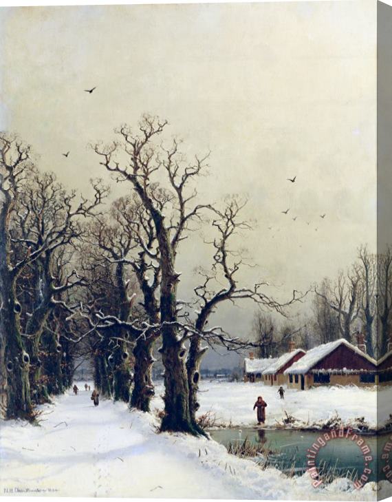Nils Hans Christiansen Winter scene Stretched Canvas Painting / Canvas Art