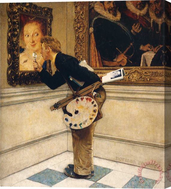 Norman Rockwell Art Critic Stretched Canvas Painting / Canvas Art