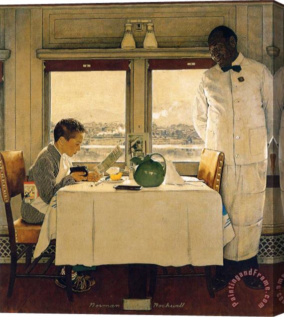 Norman Rockwell Boy in a Dining Car 1947 Stretched Canvas Painting / Canvas Art