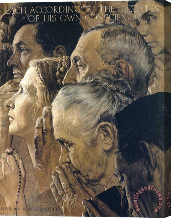 Norman Rockwell Freedom to Worship 1943 Stretched Canvas Print / Canvas Art