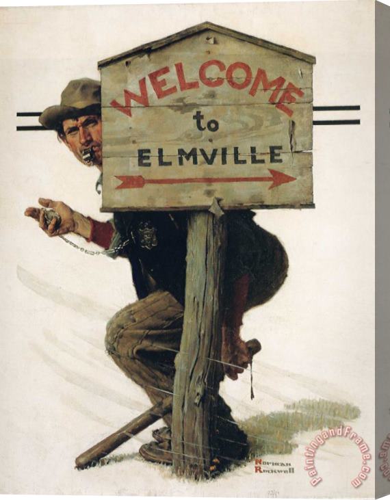 Norman Rockwell Trap in Elmville Stretched Canvas Print / Canvas Art