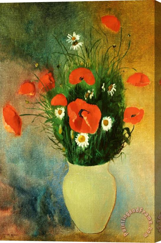 Odilon Redon Poppies And Daisies Stretched Canvas Print / Canvas Art