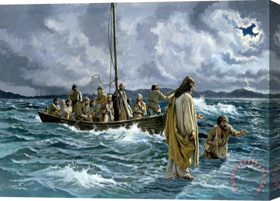 Others Christ walking on the Sea of Galilee Stretched Canvas Painting / Canvas Art