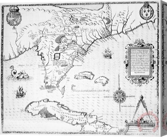 Others Florida: Map, 1591 Stretched Canvas Print / Canvas Art