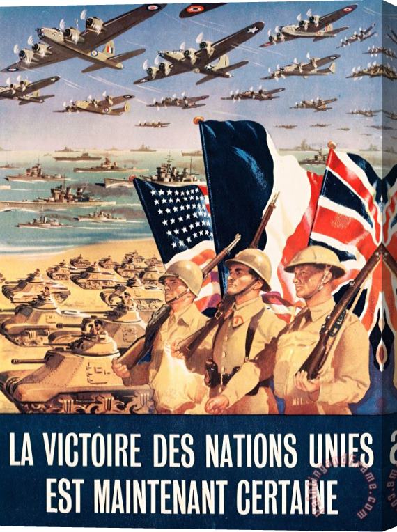 Others French Propaganda Poster Published In Algeria From World War II 1943 Stretched Canvas Print / Canvas Art